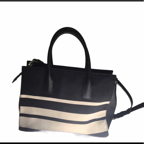 Kate Spade CAMERON Street Stripe Candace Satchel Tote Crossbody Canvas Leather - Picture 3 of 16